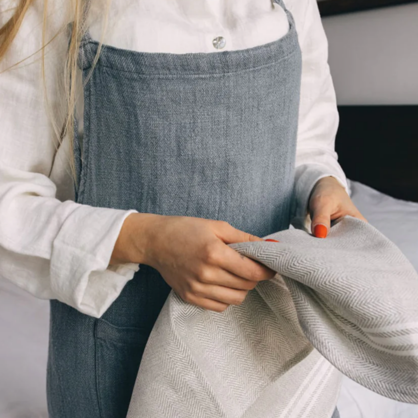 Culinary Linen Apron - Ocean Grey