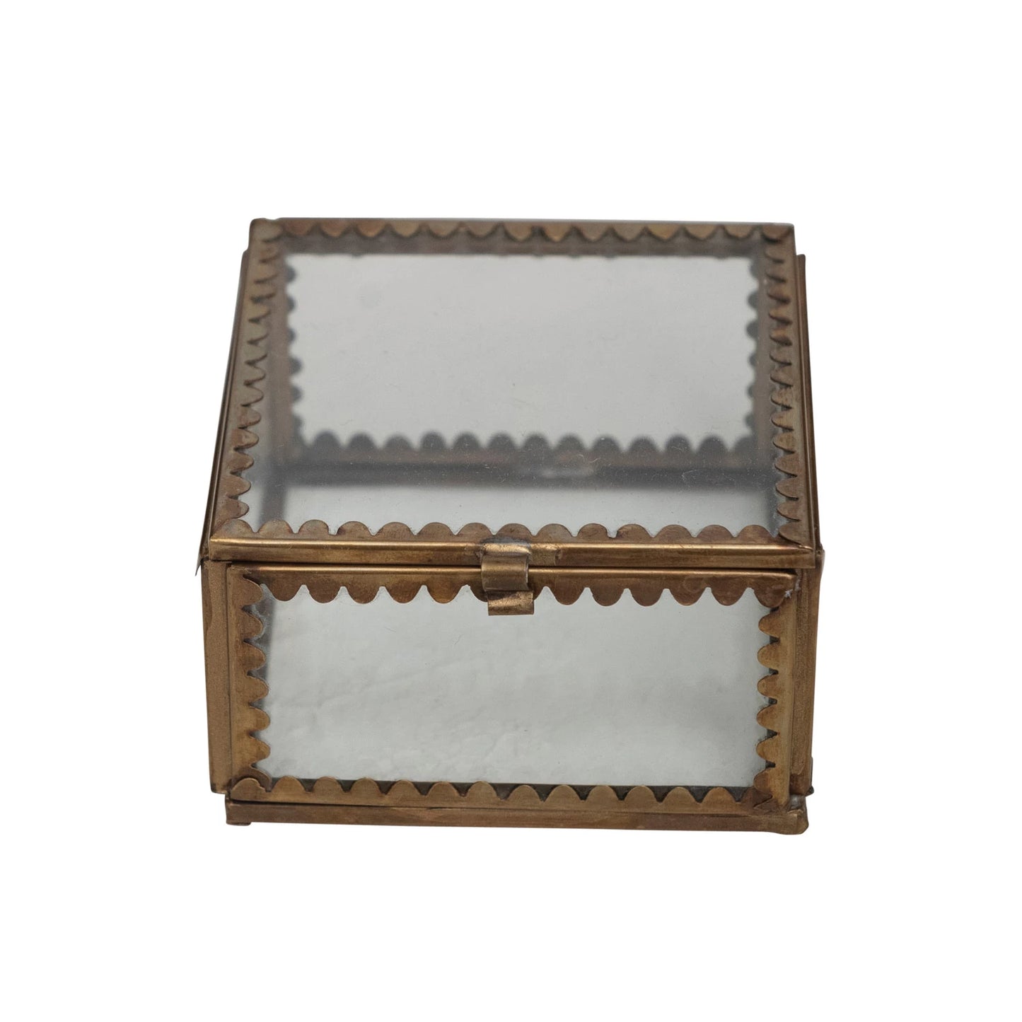 Small Scalloped Edge Brass and Glass Display Box