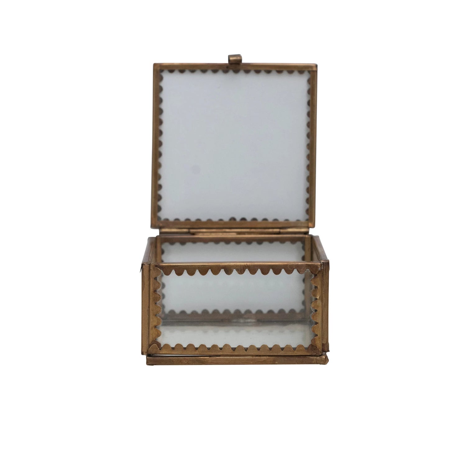 Small Scalloped Edge Brass and Glass Display Box