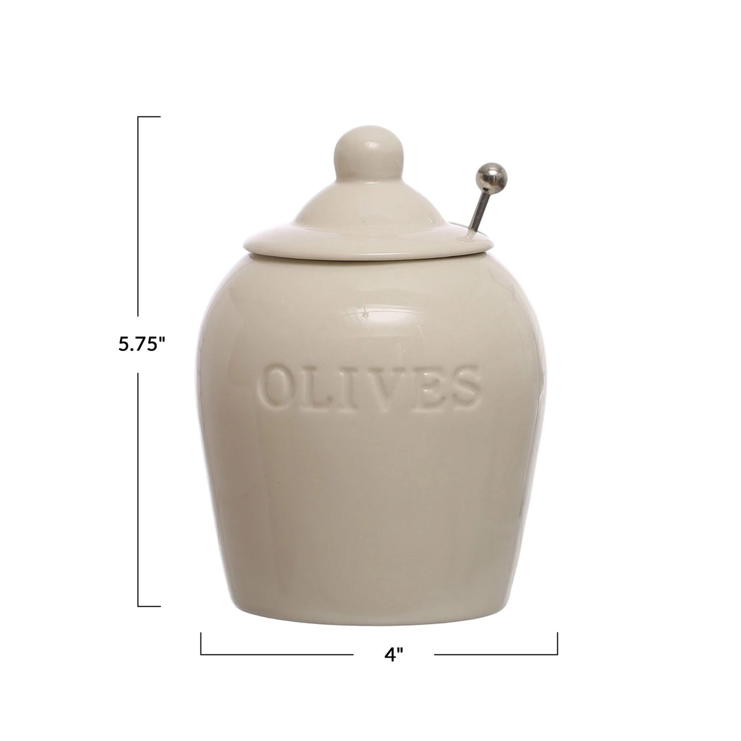 Stoneware Olive Jar w/Spoon