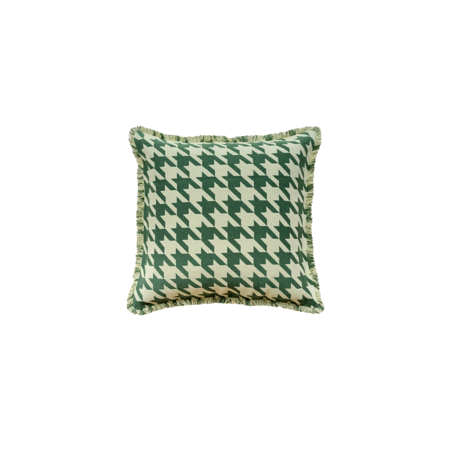 Houndstooth Cotton Cushion - Green