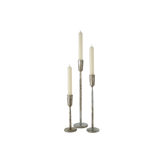 Luna Forged Candlestick - Silver