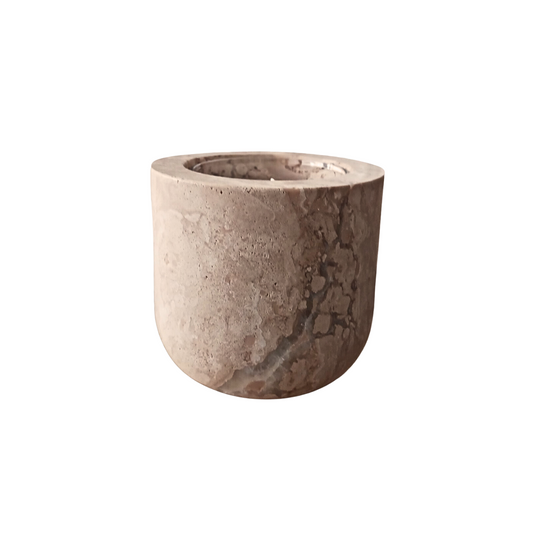 Beige Travertine Candle Vessel