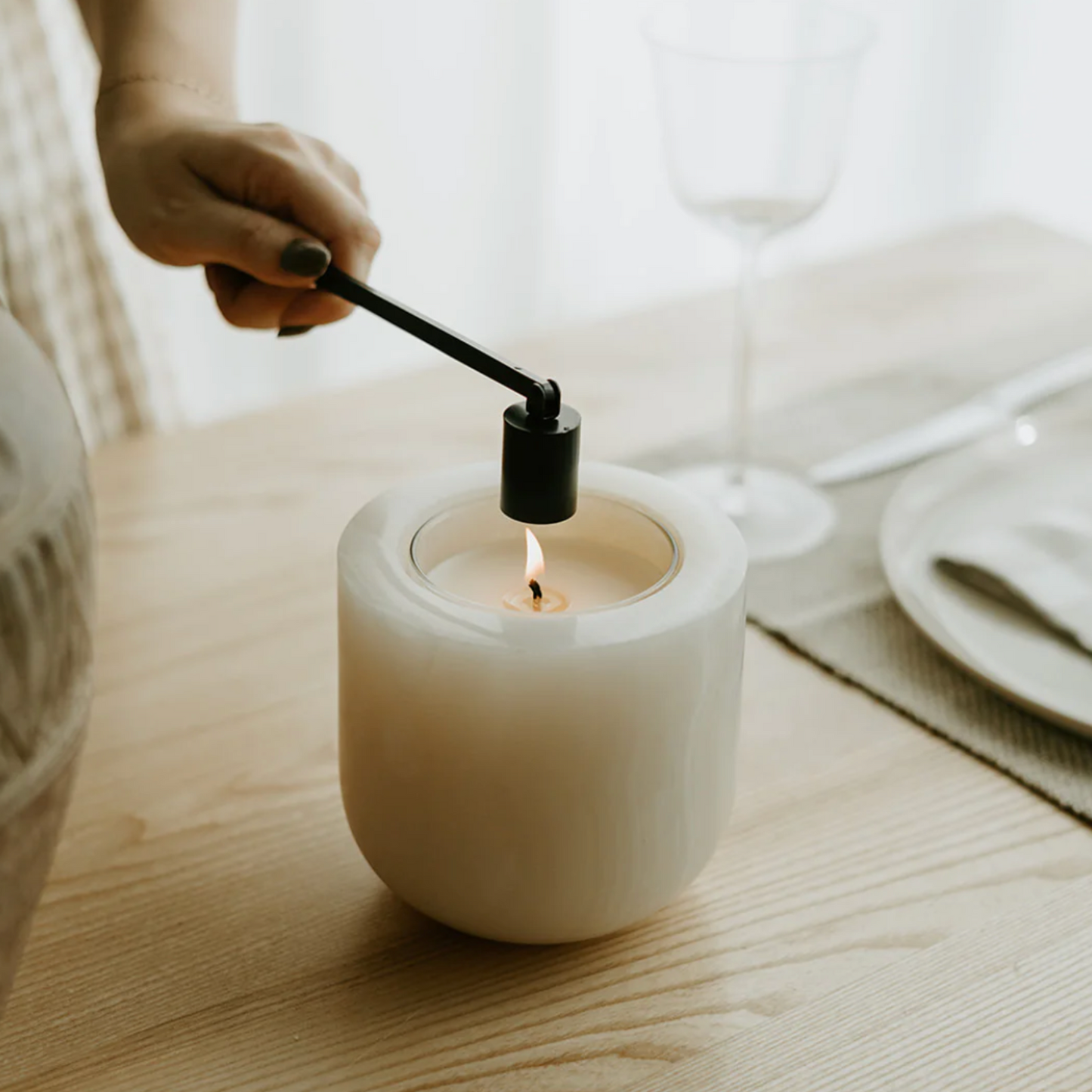 White Onyx Candle Vessel