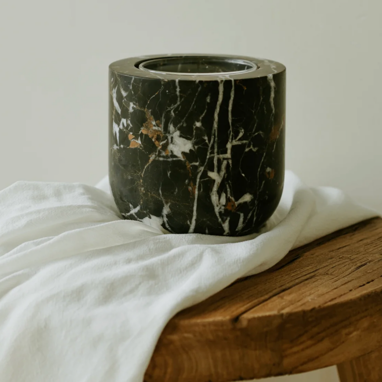 Portoro Marble Candle Vessel