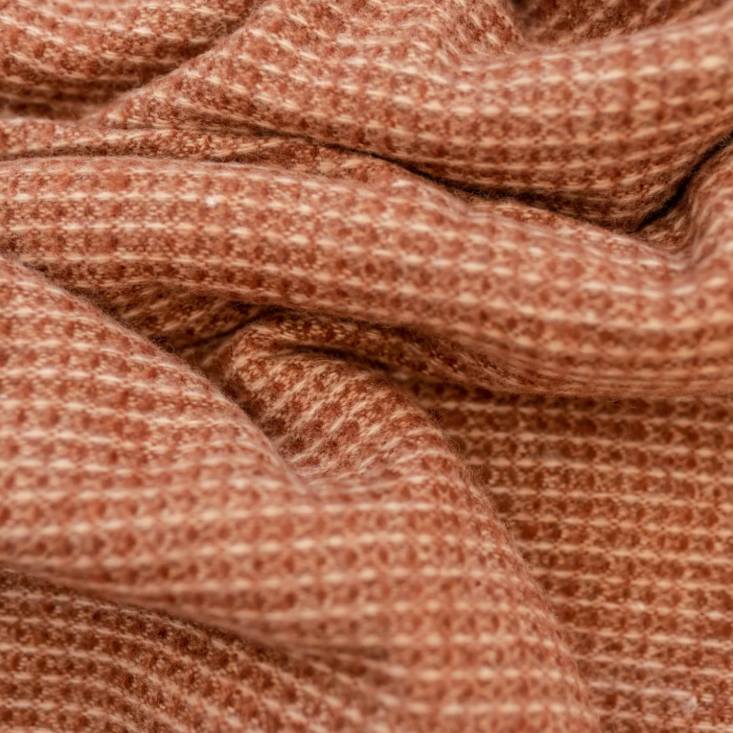 Recycled Wool Blanket - Rust Waffle