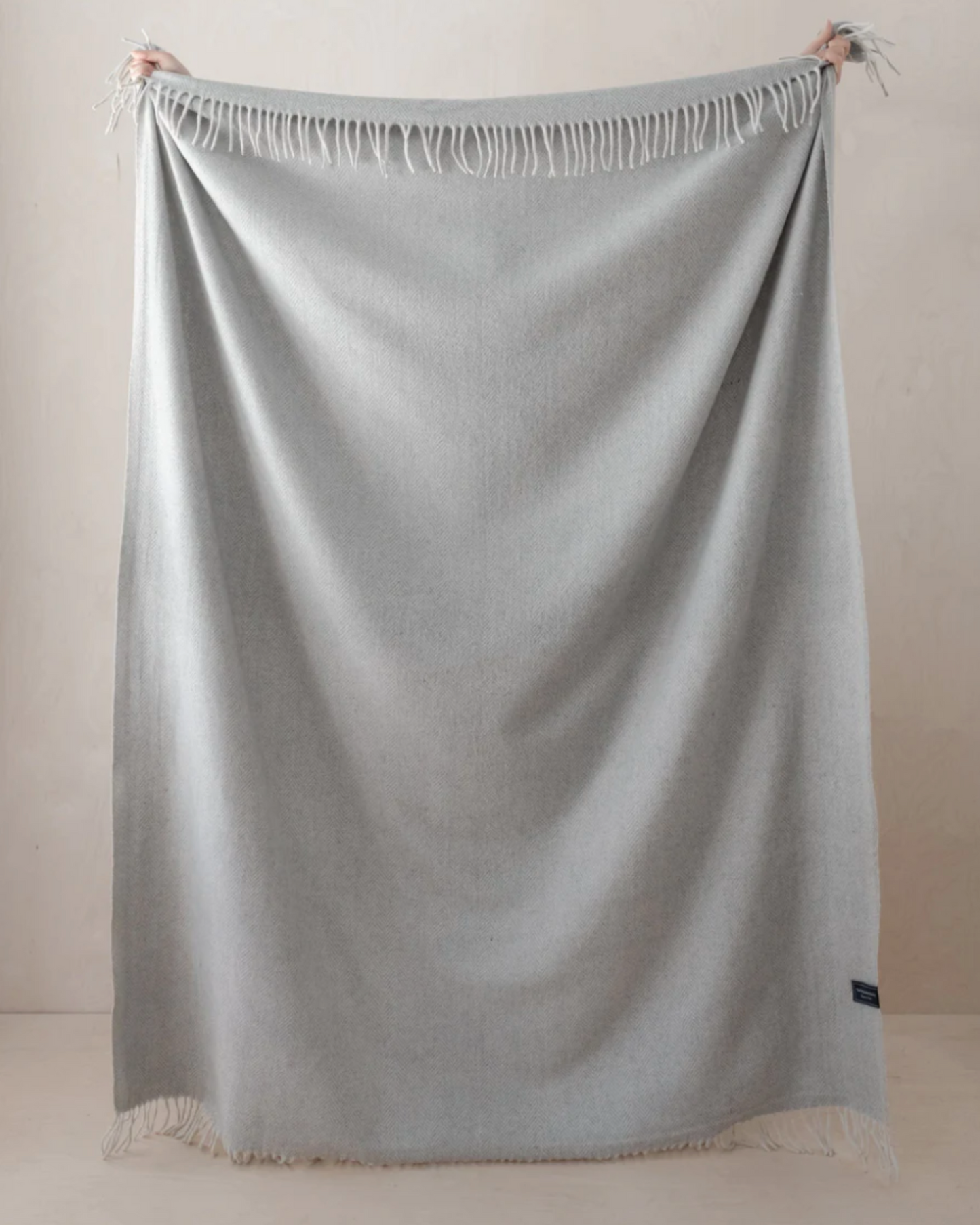 Recycled Wool Blanket - Silver Herringbone