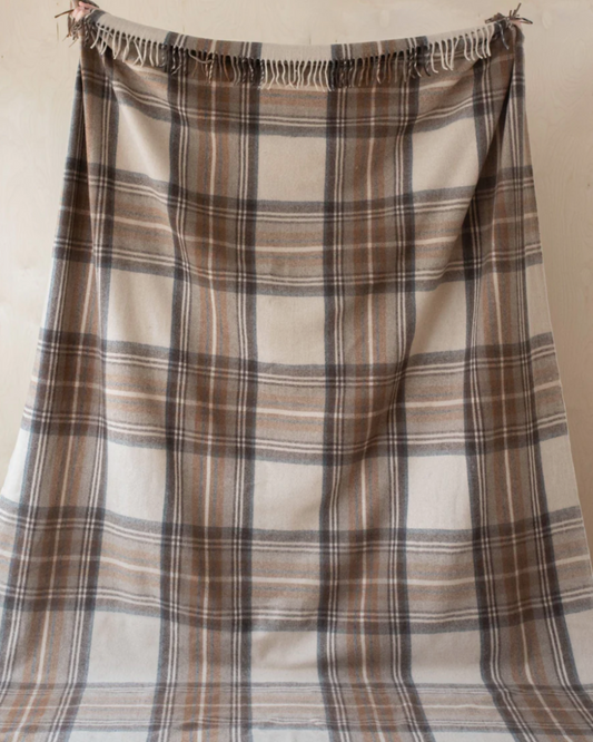 Recycled Wool Blanket - King Size Stewart Natural Dress Tartan
