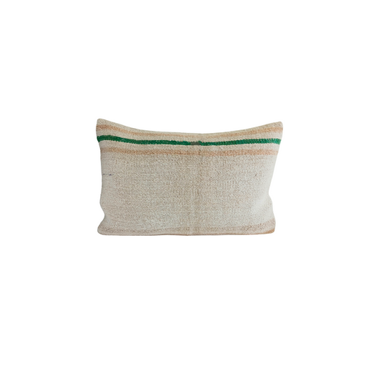 Vintage Kilim Pillow - Green/Mustard Stripe